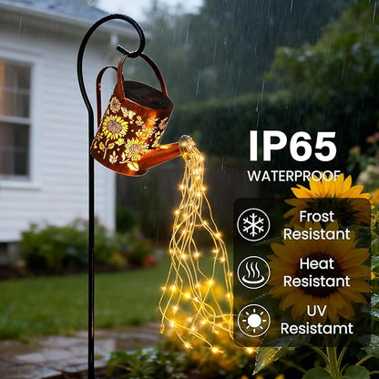 Sunflowers Solar Lights Outdoor Garden Sunflower Gifts, Gardening Gifts, Solar Watering Can Lantern for Garden, Patio, Yard, Pathway Lantern Plant Decoration