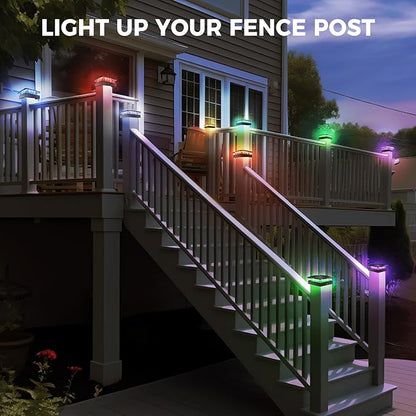 Peasur 4x4 Solar Post Cap Lights RGB Color Changing, 16 Pack Outdoor LED Fence Light Solar Powered Waterproof, Wood/Vinyl Posts Top Lighting for Outside Deck Yard Garden Patio