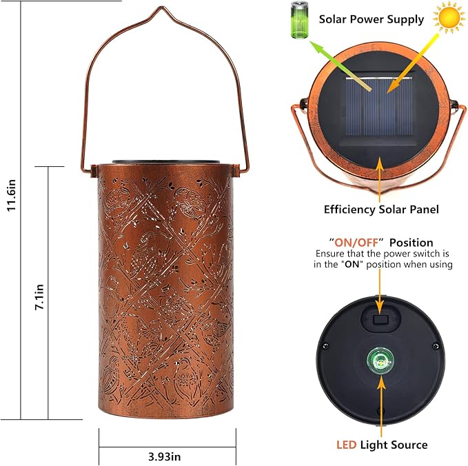 Classic Cardinal Solar Lanterns for Garden, Waterproof LED