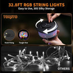 8ft RGB String Lights for Patio, Waterproof LED