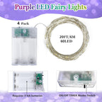 Christmas Fairy Lights 4-Pack, 20ft 60 LED Battery Twinkle Lights