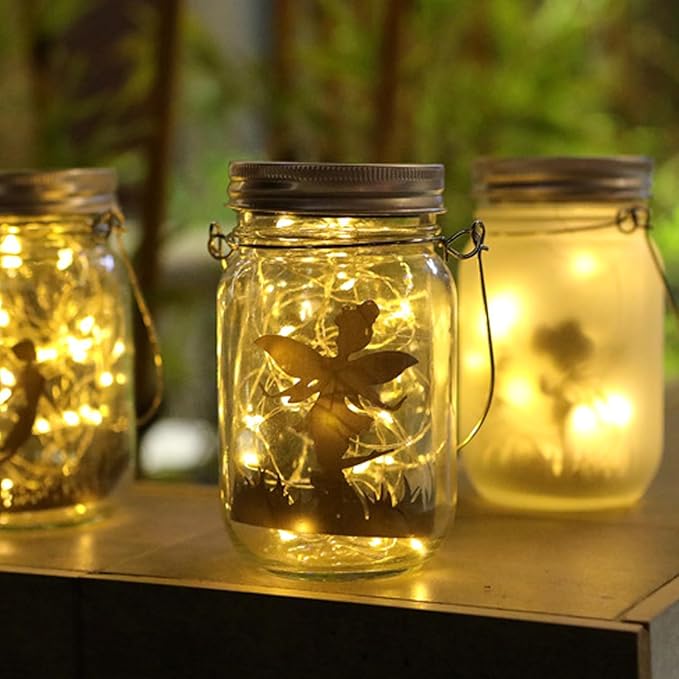 Solar Fairy Lantern for Garden Decorations, Christmas Decorations Lights Hanging Lamp Frosted Glass Jar for Home Yard Patio Lawn Party Decor Mothers Day Gifts for Woman Mom Grandma(Warm White)