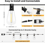 120ft Edison Bulb Patio String Lights, Waterproof