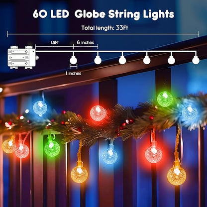 Outdoor String Lights, 33ft Multicolor Waterproof LED
