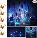 10-Pack 10 LED Wine Bottle Fairy Lights, Solar Cork