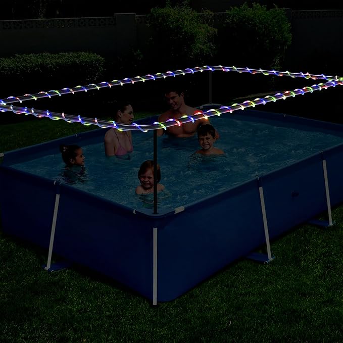 Solar Rope Lights Outdoor Waterproof, 33FT 100LED Outdoor String Lights Clear PVC Tube Fairy Lights, 8 Modes Trampoline Light for Pool Tree Garden Yard Home Camping Wedding Halloween Holiday Decor