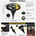 Solar Flat Disk Lights 8-Pack, Waterproof Driveway
