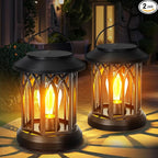 2-Pack Hanging Solar Lanterns, Waterproof LED Garden Lights