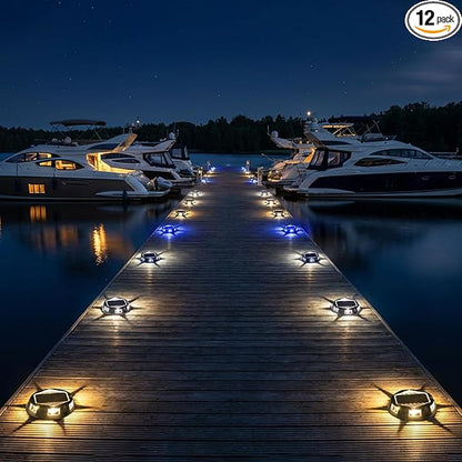 AGPTEK 5 in 1 Solar Driveway Lights Outdoor with Ground Spikes, IP67 Waterproof Solar Lights with 5 Modes (Blue/White/Warm/Mixed/Flashing) for Deck, Stairs, Pathway, Garden, Patio(Hexagon, 12 Pack)