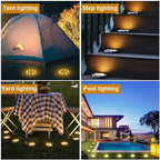 8-Pack Solar Ground Disk Lights, Warm White Waterproof LED