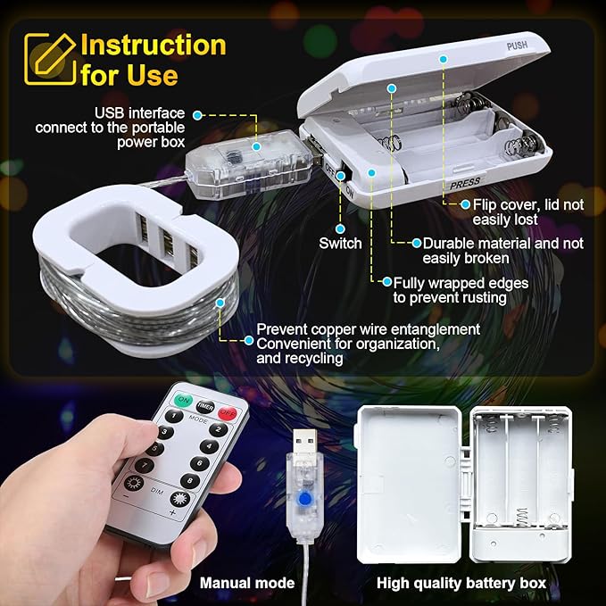 Christmas Fairy Lights, 16ft 50 LED Battery Twinkle Lights