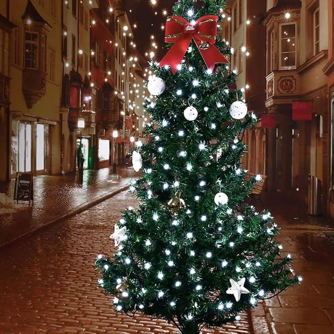 Joomer Battery Christmas Lights, 33ft 100LED Fairy Lights Battery Operated Timer 8 Modes Waterproof for Outdoor Home Garden Party Holiday Christmas Trees Decoration (White)