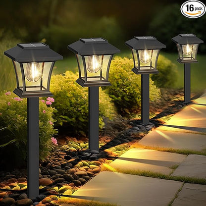Sparkblaze 16 Pack Solar Pathway Lights Outdoor, LED Solar Yard Lights Dusk to Dawn Solar Garden Lights for Lawn, Walkway, Path & Landscape Lighting. (16, Warm White)