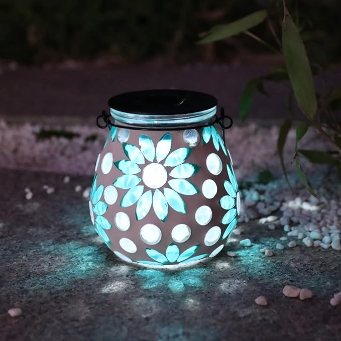 Mosaic Solar Outdoor Lanterns, Charming Waterproof LED
