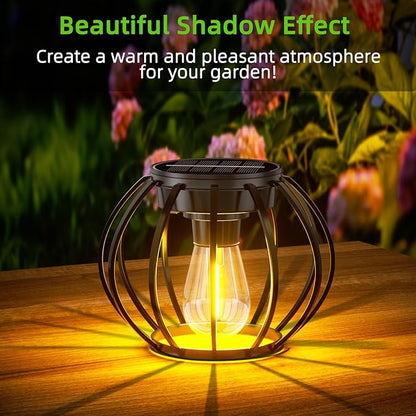 2 Pack Solar Lanterns Outdoor Waterproof, Upgraded Metal LED Lanterns, Warm Light, Auto On/Off, Brighter Hanging Solar Lantern for Yard Patio Pathway Porch Garden Decor (Pumpkin)