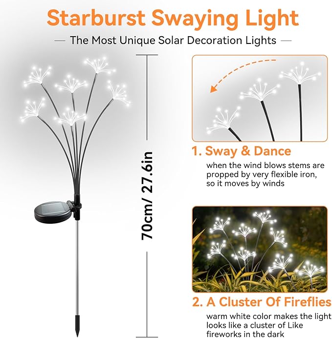 White Solar Pathway Lights 2-Pack, Yard LED