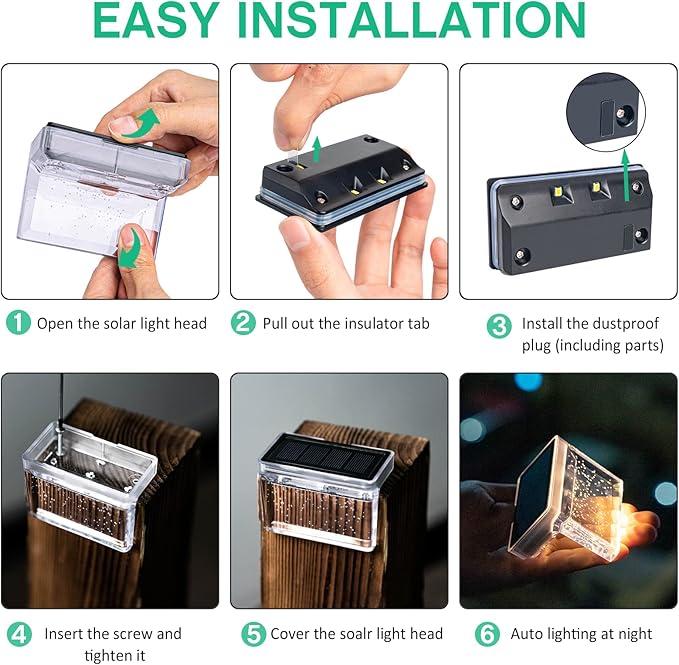8-Pack Solar Deck Step Lights, Warm White Waterproof