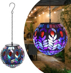 Solar Mosaic Lanterns, Outdoor Hanging LED Decor