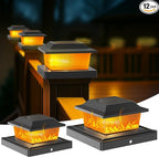 12-Pack Black Solar Yard Post Lights, Outdoor LED Caps