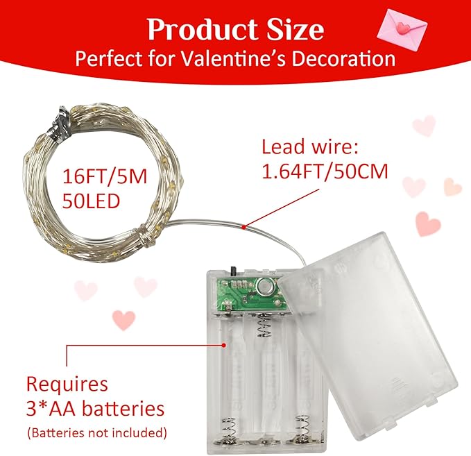 Christmas Fairy Lights 4-Pack, 16ft 50 LED Battery Twinkle Lights