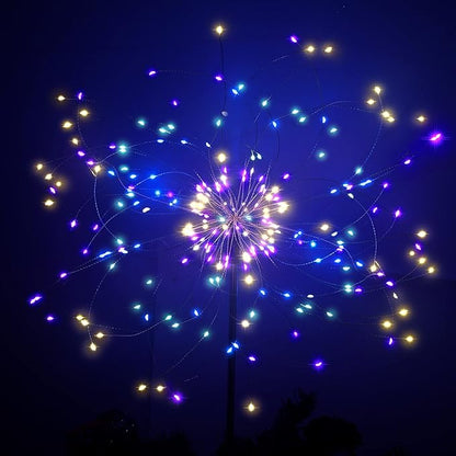 JJGoo Solar Firework Lights, 2 Pack 120 LEDs 2 Lighting Modes Solar Garden Lights Outdoor Waterproof for Yard Patio Walkway Pathway Party Wedding Christmas Decorative - Colorful