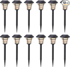 12-Pack Flat Solar Walkway Lights, Waterproof LED