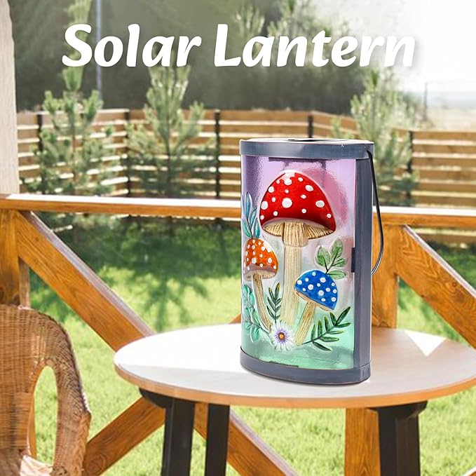 Mushroom Solar Lantern Set, Elegant Patio Lighting