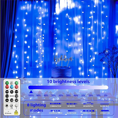 8ft Blue Outdoor Edison String Lights, Weatherproof
