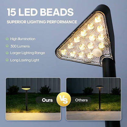 Solar Pathway Lights Outdoor, 8 Pack, 15 LED Brighter Solar Path Lights Waterproof with Upgraded Solar Panel, Up to 12Hrs Modern Landscape Lights for Backyard Garden Walkway Driveway Patio Lawn Decor