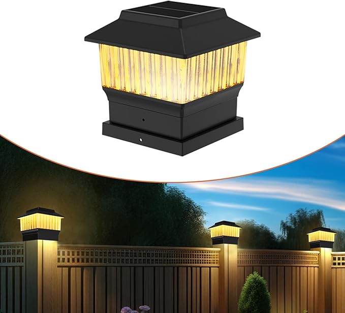 Single Solar Post Cap Light - Modern #2: Fits True 4x4 Vinyl & 5x5 Wood Posts, 3 Color Temp, 50 Lumen, Waterproof Outdoor Lights for Deck Fence, Matte Black