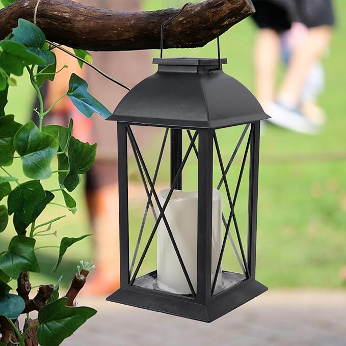Solar Hanging Lanterns 2-Pack, Backyard Hanging LED Decor