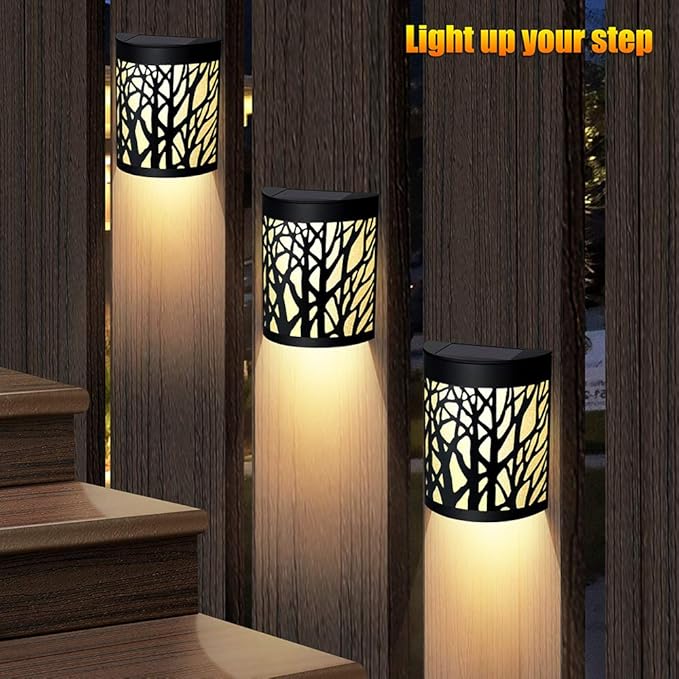 2-Pack Warm White Solar Deck Lights, Outdoor LED