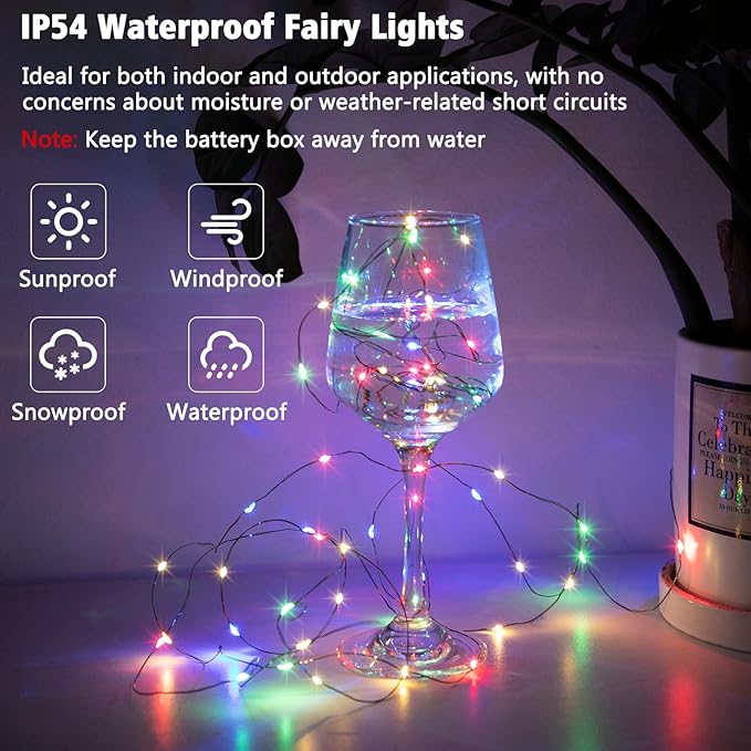 4-Pack Christmas String Lights, 4ft 50 LED Waterproof Twinkle Lights