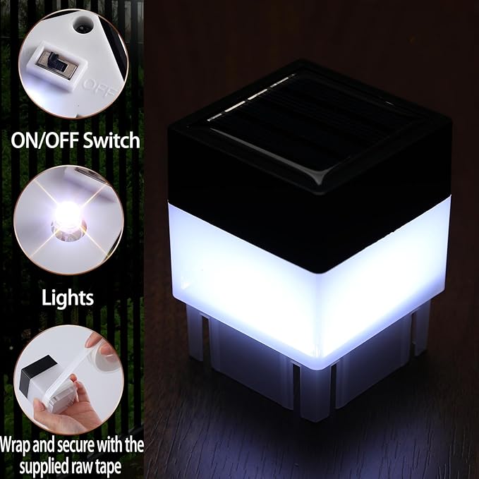 25 Pack Solar Fence Post Cap Lights 2In x 2In (5cm x 5cm) Solar Post Cap Fence Lights for Garden, Gazebos, Street Wall