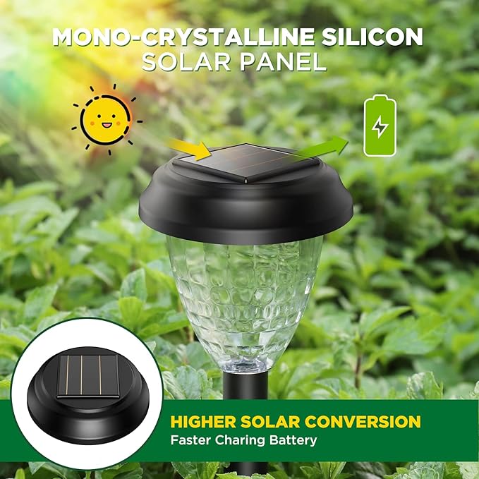 10-Pack Solar Pathway Lights, Waterproof LED Garden Lights