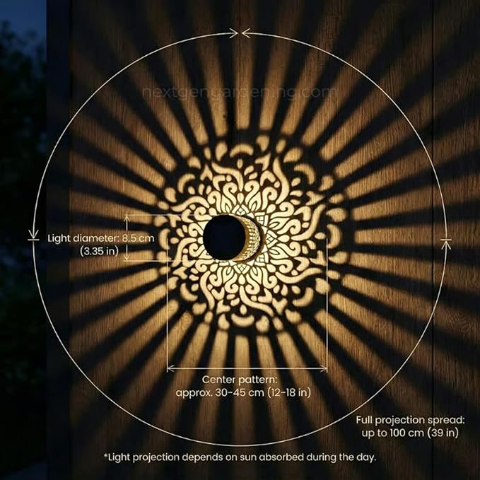 Decorative Solar Mandala Lights, Metal Solar Powered Outdoor Deck Step Wall Lights, Mandala Theme Waterproof Fence Light for Garden Post Patio Backyard Yard Decor (4)