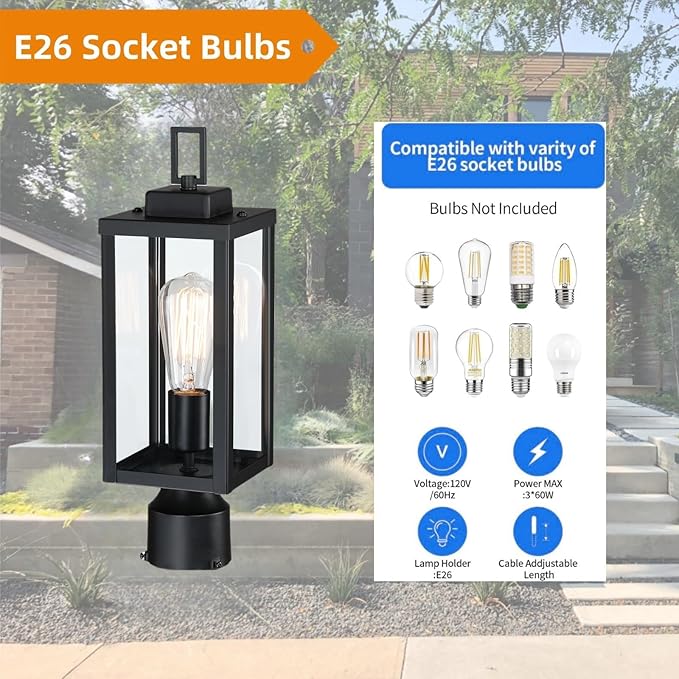 Pole Lantern for Outdoor Posts, Waterproof