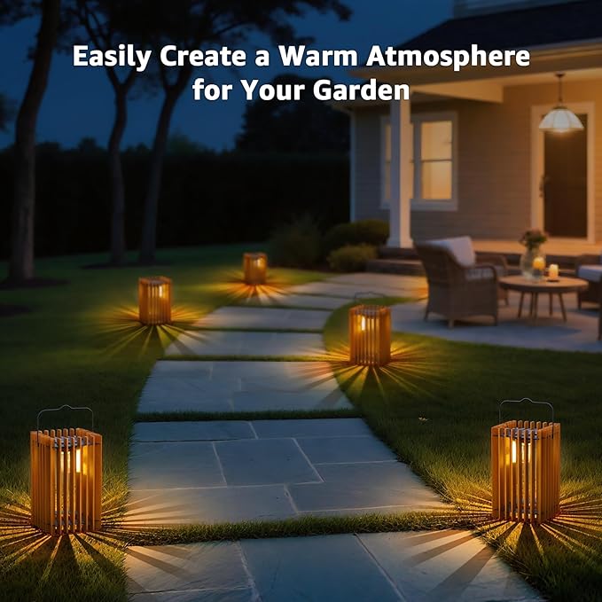 2-Pack Solar Lanterns Outdoor Hanging Portable Table Top Decorative Lamp DIY Lantern Lights Water-Resistant for Outside Patio Yard Garden Porch