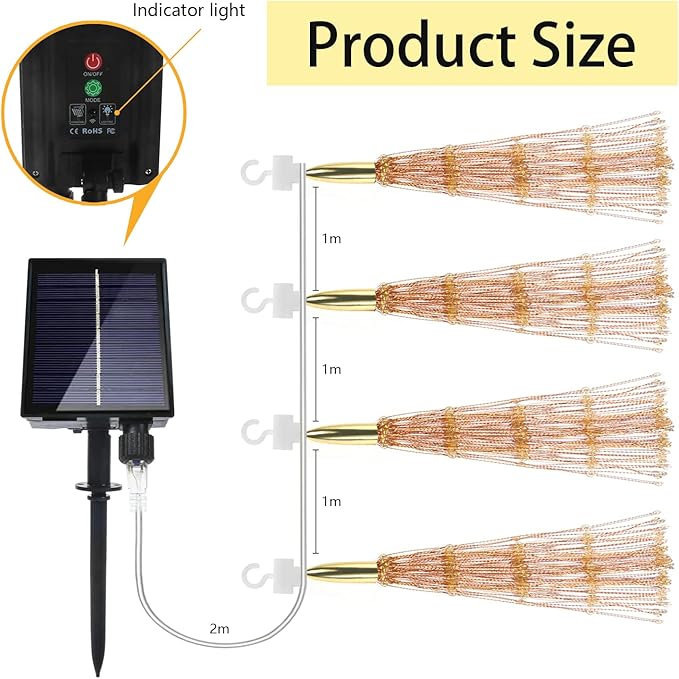 4 Pcs 800LED Solar Starburst Sphere Lights,Firework Light Remote Control Timer 8 Modes Dimmable Waterproof Hanging Fairy Lights, Sparkly Light for Patio Garden Tent Outdoor(Warm White)