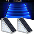 2-Pack Blue Solar Fence Lights, Outdoor LED