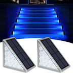 2-Pack Blue Solar Fence Lights, Outdoor LED