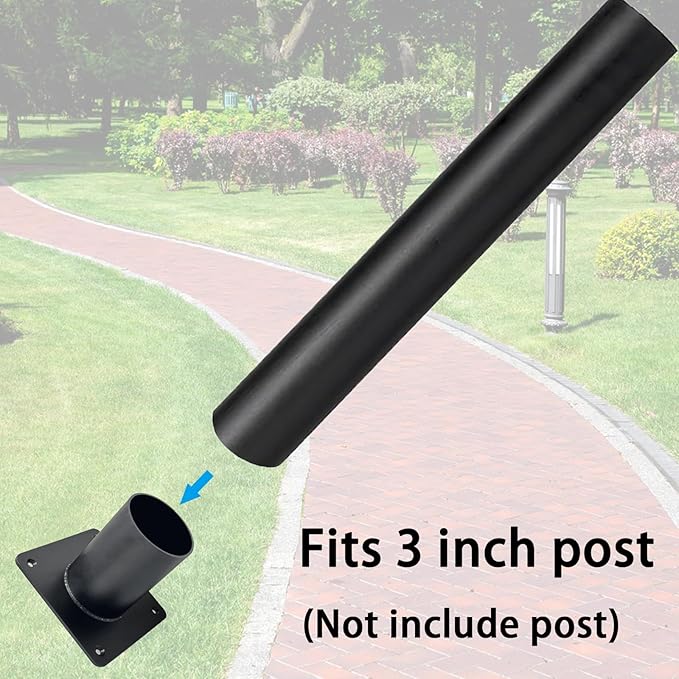 Heavy Duty Pier Mount Adapter for 3" Surface Mount Post, Metal Black Outdoor Post Bracket for Post Light, Mailbox Pole, Light Pole