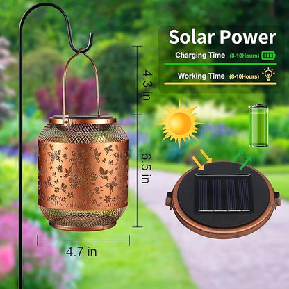 Solar Lanterns Outdoor Waterproof Christmas Birthdays Gifts for Women Mom Grandma Butterfly Garden Decor Metal Hanging Solar LED Lights for Patio(Hummingbird-2P)