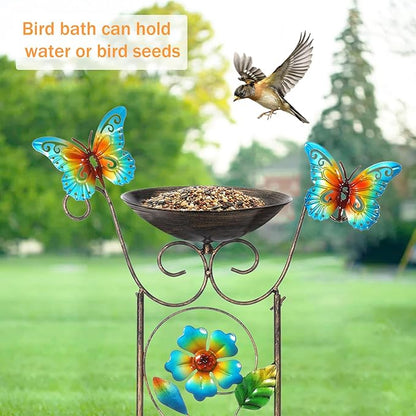 40" Metal Bird Bath, Classic Outdoor Birdfeeder
