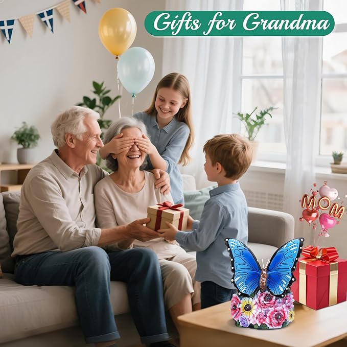 Linkax Butterfly Birthday Easter Gifts for Adults Women Mom Grandma, Butterfly Statue Solar Lights Outdoor Garden Decor for Outside Yard Patio Balcony Front Porch Home Decorations Ornaments