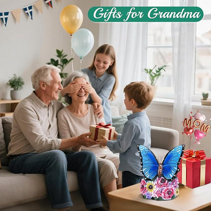 Linkax Butterfly Birthday Easter Gifts for Adults Women Mom Grandma, Butterfly Statue Solar Lights Outdoor Garden Decor for Outside Yard Patio Balcony Front Porch Home Decorations Ornaments