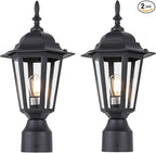Outdoor Pole Lantern, Black Weatherproof Post Light