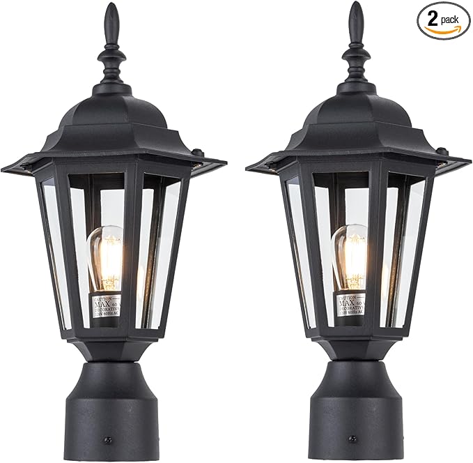 Outdoor Pole Lantern, Black Weatherproof Post Light