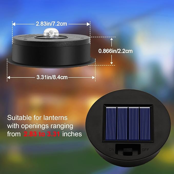 ZNYCYE 2 Pack Solar Light Replacement Top Parts(Top Size 3.15 inch,Bottom Size 2.76 inch) 7 Lumens Lantern Lids Replacement Light,Waterproof LED Replacement for Outdoor Garden, Pathway, Yard Light