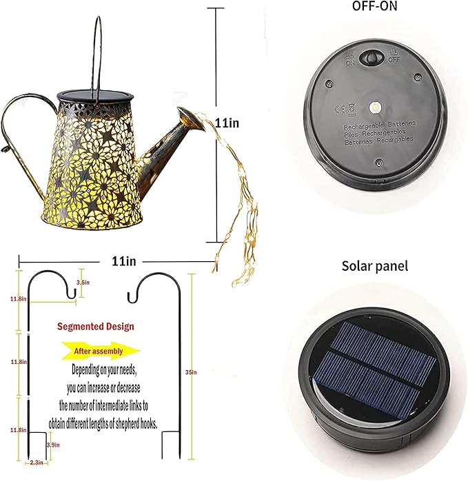 B-Best Solar Lights Outdoor Garden Decorations,Watering Can Landscape Light Large Hanging Lantern ,Outside Waterproof Patio Decor Perfect Gardening Gift